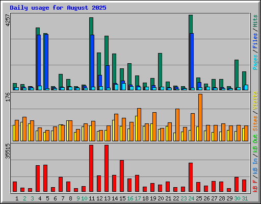 Daily usage for August 2025