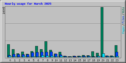 Hourly usage for March 2025