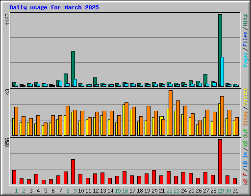 Daily usage for March 2025
