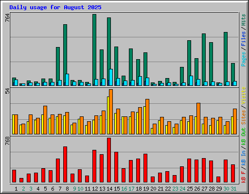 Daily usage for August 2025