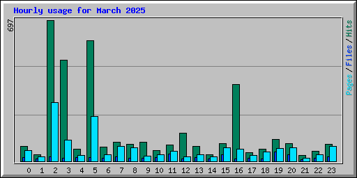 Hourly usage for March 2025