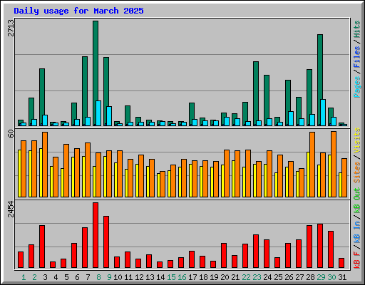 Daily usage for March 2025