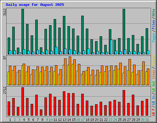 Daily usage for August 2025