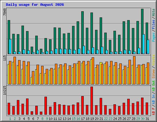 Daily usage for August 2026