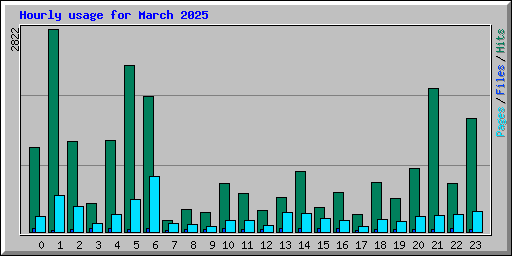 Hourly usage for March 2025